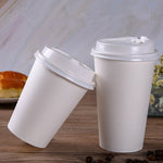 100pcs/Pack White Paper Cups With Lid Disposable Coffee Cup Milk Tea Cup Household Office Drinking Accessories Party Supplies