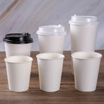 100pcs/Pack White Paper Cups With Lid Disposable Coffee Cup Milk Tea Cup Household Office Drinking Accessories Party Supplies