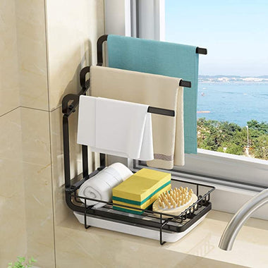 Black Coating Kitchen Towel Drainer Rack 